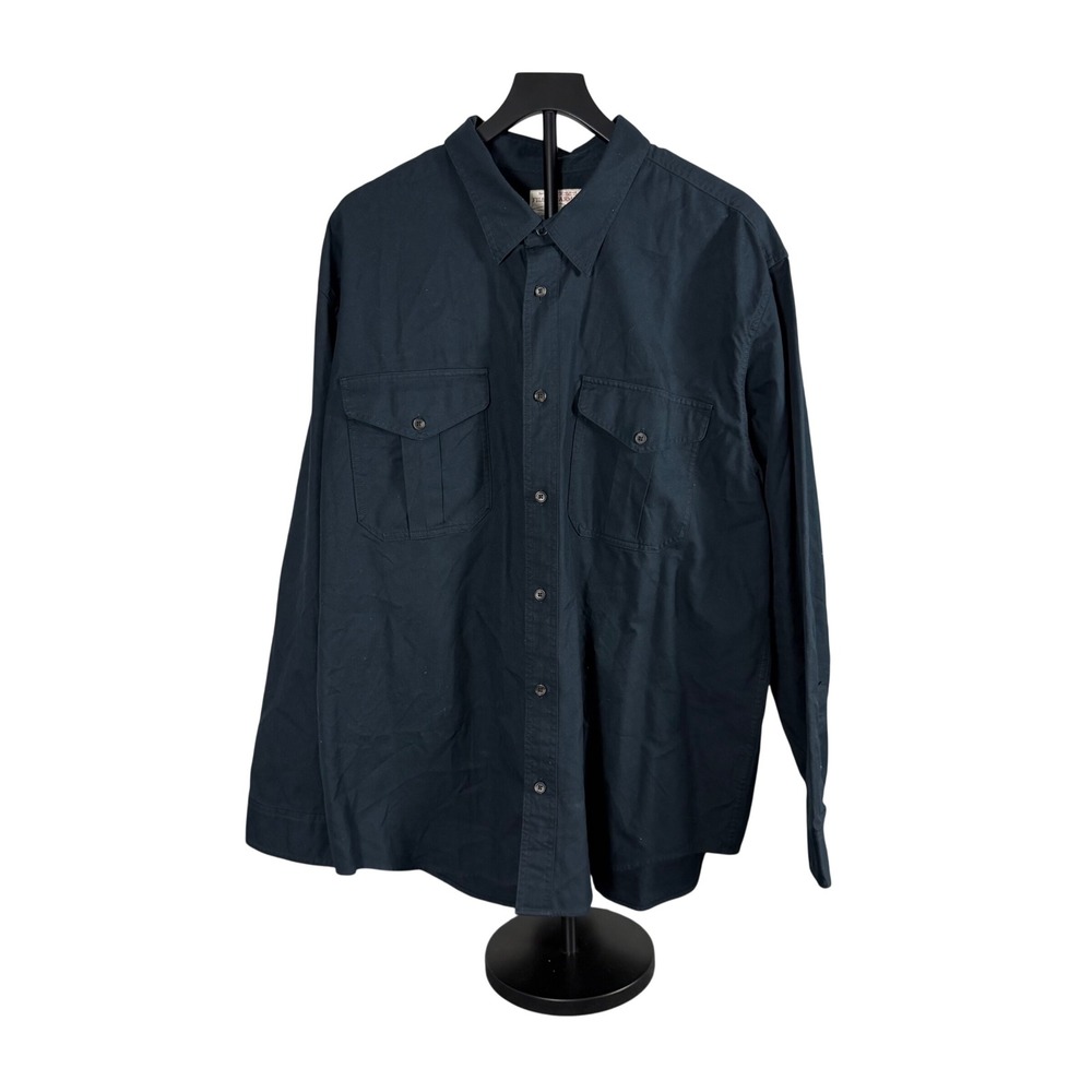 Vintage Filson Mens XXL Navy Cotton Twill Long Sleeve Button Down Work Shirt